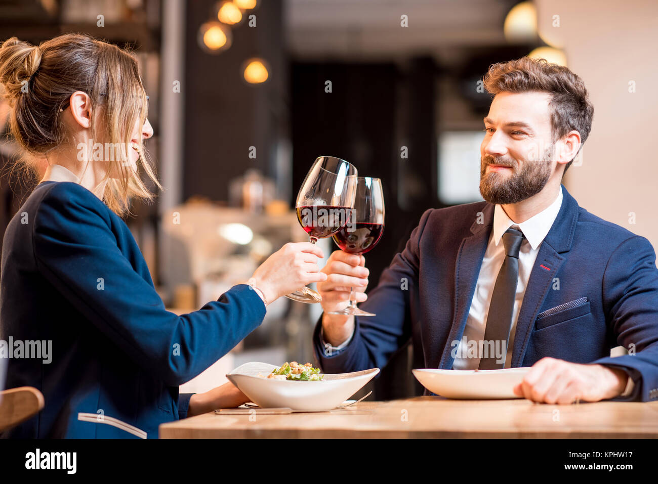 Business Dinner im Restaurant Stockfoto