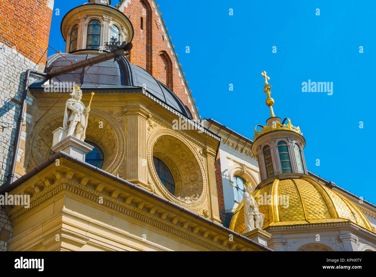 Polen mittelalterliche Architektur, Detail der Fassade der Kathedrale in Krakau, Polen. Stockfoto