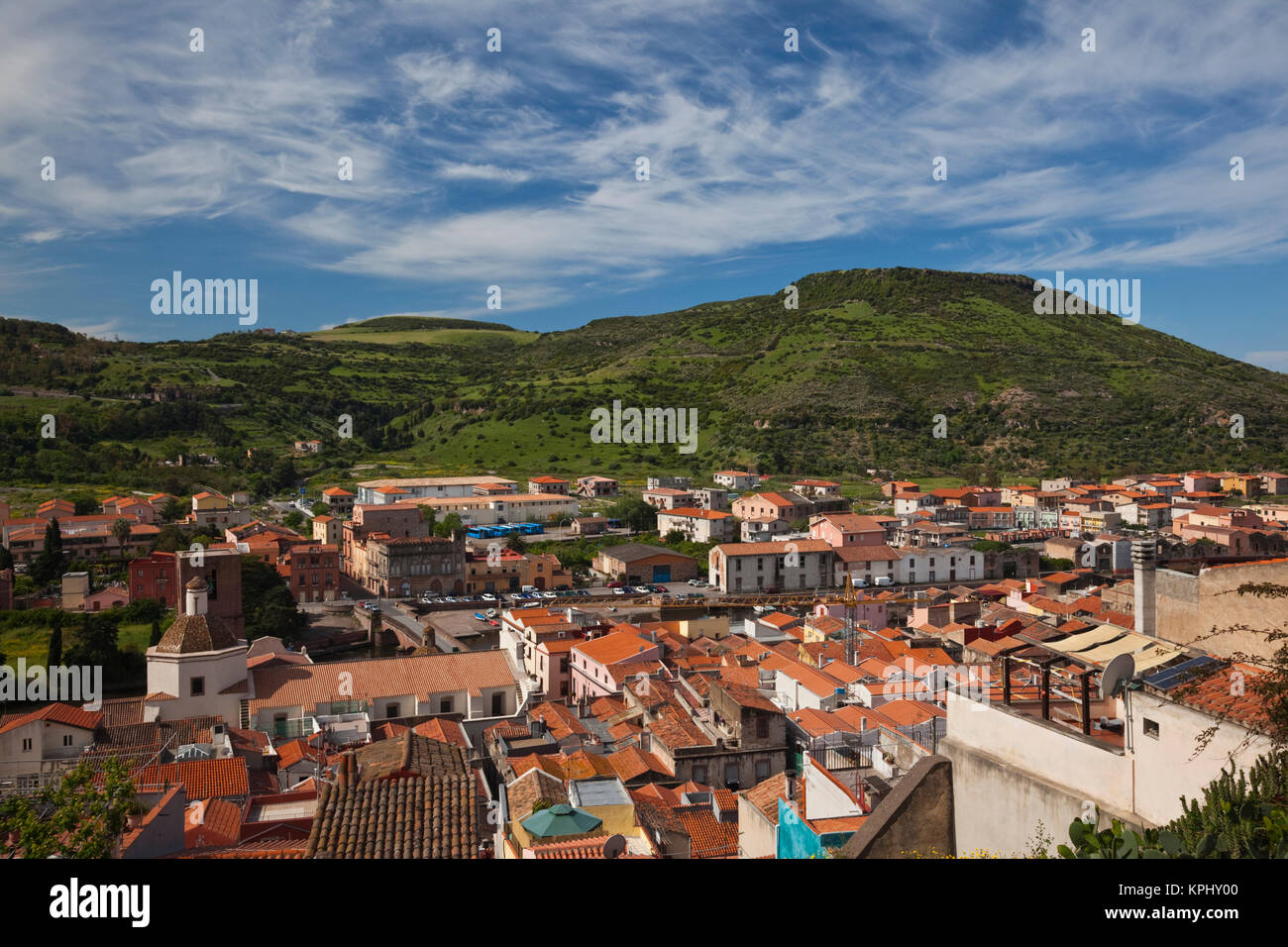 Italien, Sardinien, Bosa. Blick auf die Stadt vom Castello Malaspina. Stockfoto