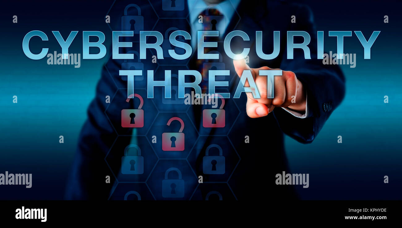 Enterprise Benutzer durch Drücken der Cybersicherheit Bedrohung. Stockfoto