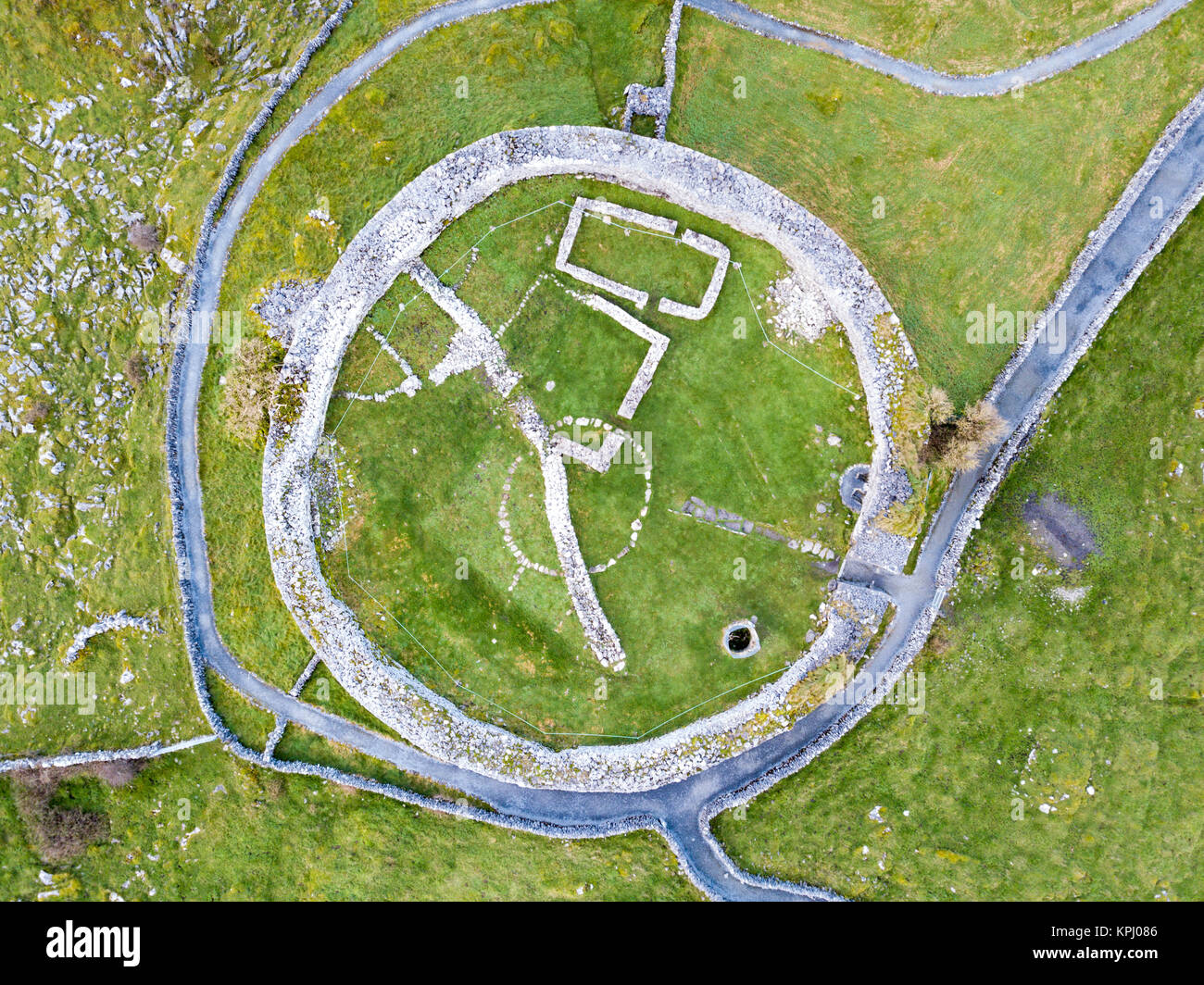 Caherconnell keltischen Stein fort, das frühe Mittelalter in der Region Burren, County Clare, Irland Stockfoto