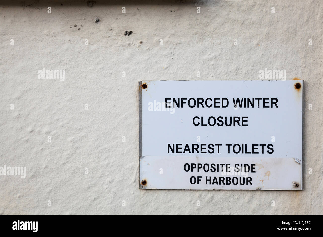 Hinweis Beratung winter Schließung von Hafen Toiletten. Stockfoto