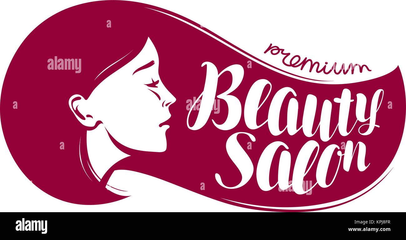 Beauty Salon, Logo oder Label. Make-up, Umarbeitung, Kosmetik, Mode icon. Typografische Gestaltung Vector Illustration Stock Vektor