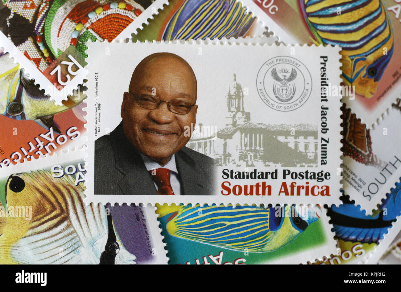 South African, alle Arten von Fisch, Briefmarken, Chris van Rooyen; 2000, Südafrika. Stockfoto