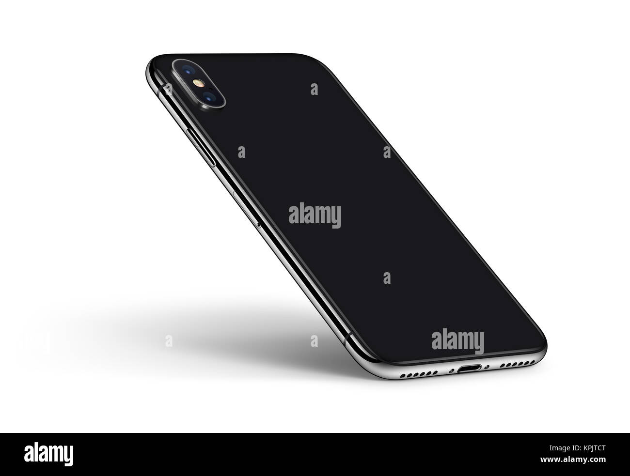 Perspektive smartphone ähnliche X, iPhone Seite auf weißem Hintergrund. Isometrische smartphone Rückseite mit Schatten. Stockfoto