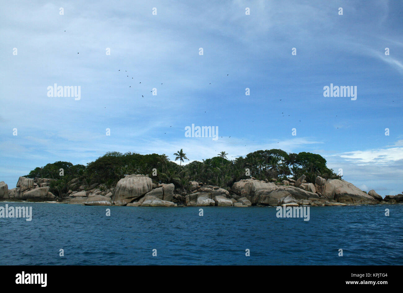 Felicite Insel im Ozean stehen, Seychellen. Stockfoto