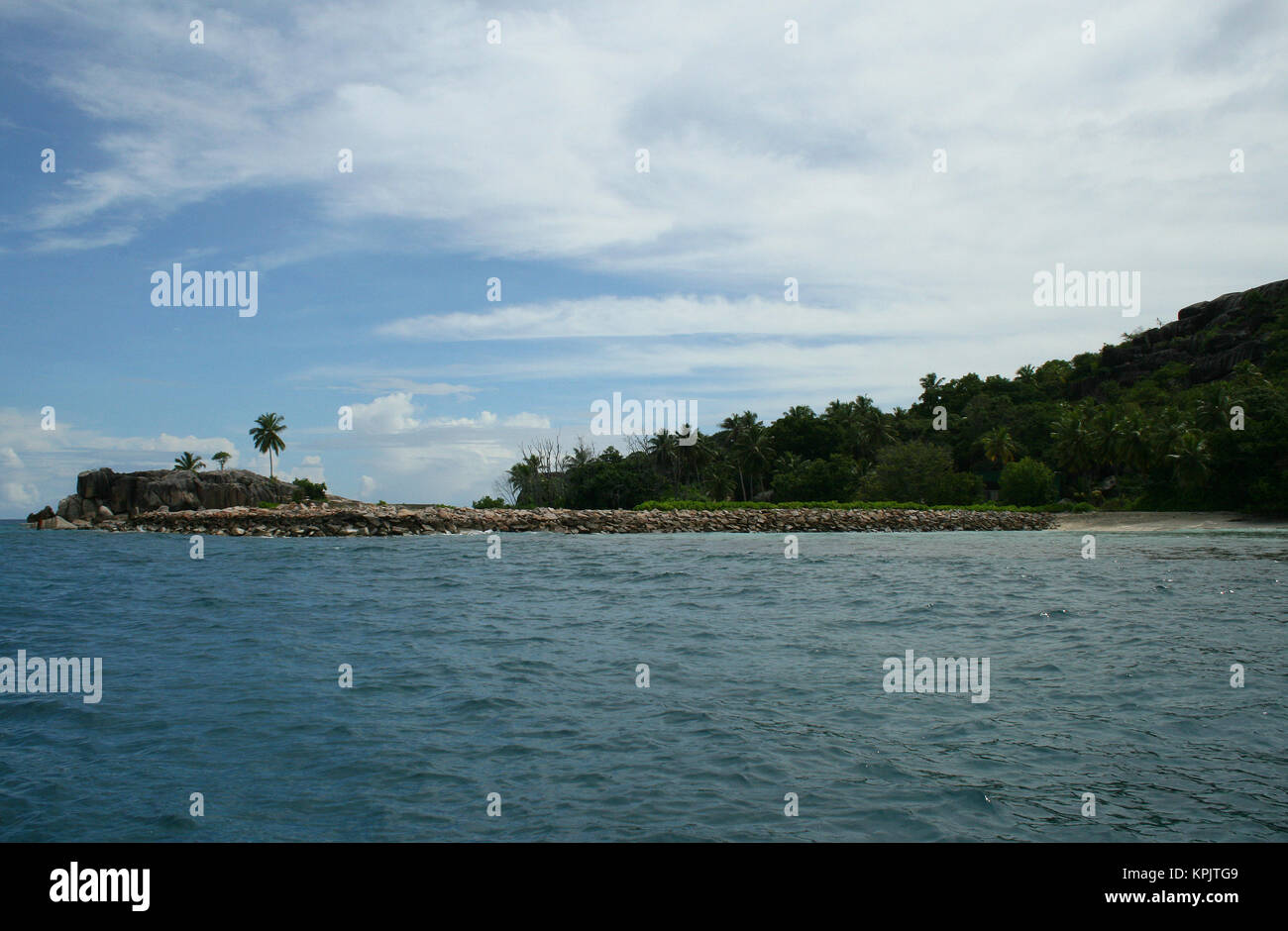 Felicite Insel im Ozean stehen, Seychellen. Stockfoto