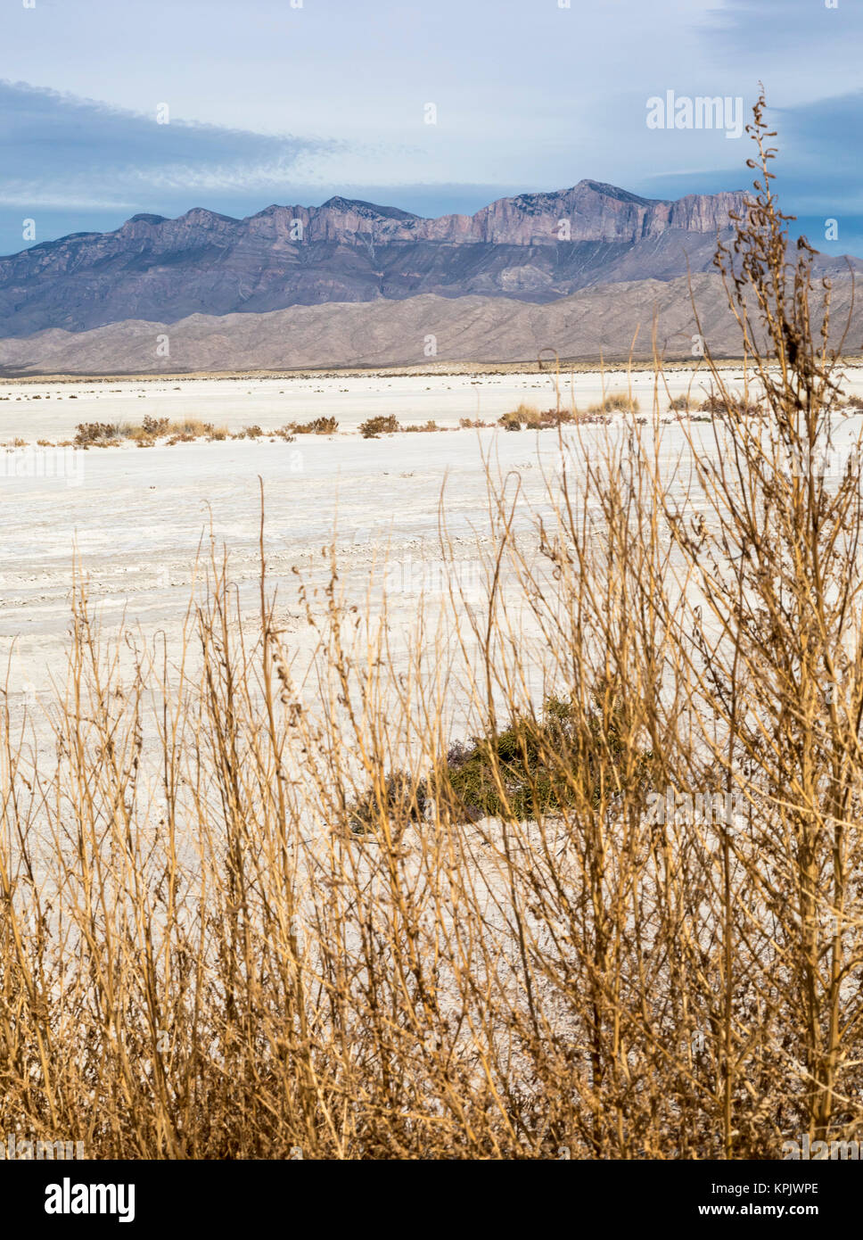 Salzsee, Texas - Salt Flats in der Nähe von Guadalupe Mountains National Park. Stockfoto