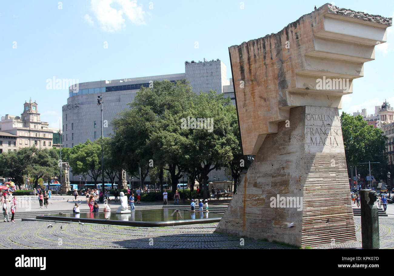 Francesc Macia Denkmal, Katalonien, Barcelona, Spanien. Stockfoto