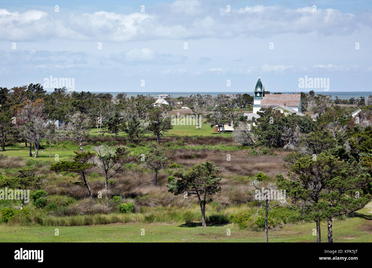 NC-01087-00... NORTH CAROLINA- Methodistische Kirche und Häuser am hisotrical Dorf von Portsmouth auf Portsmouth Island in Cape Lookout National Seasho Stockfoto