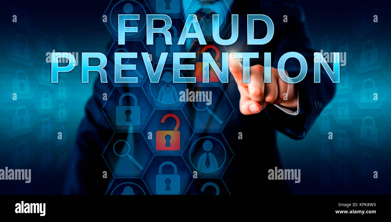 Der forensischen Prüfer Drücken BETRUGSBEKÄMPFUNG Stockfoto