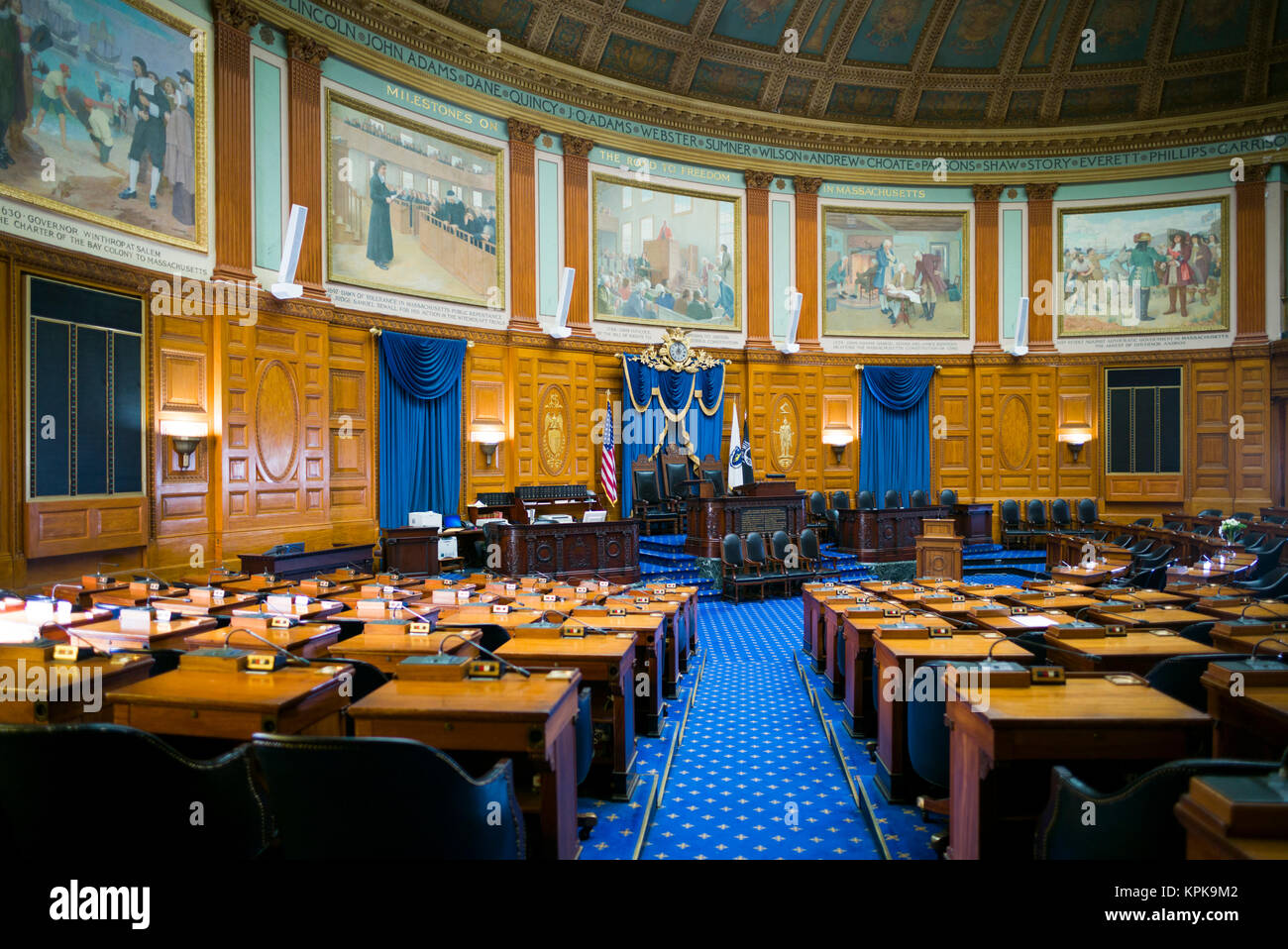 Kammer des Repräsentantenhaus von Massachusetts State House, Boston, Massachusetts, USA Stockfoto