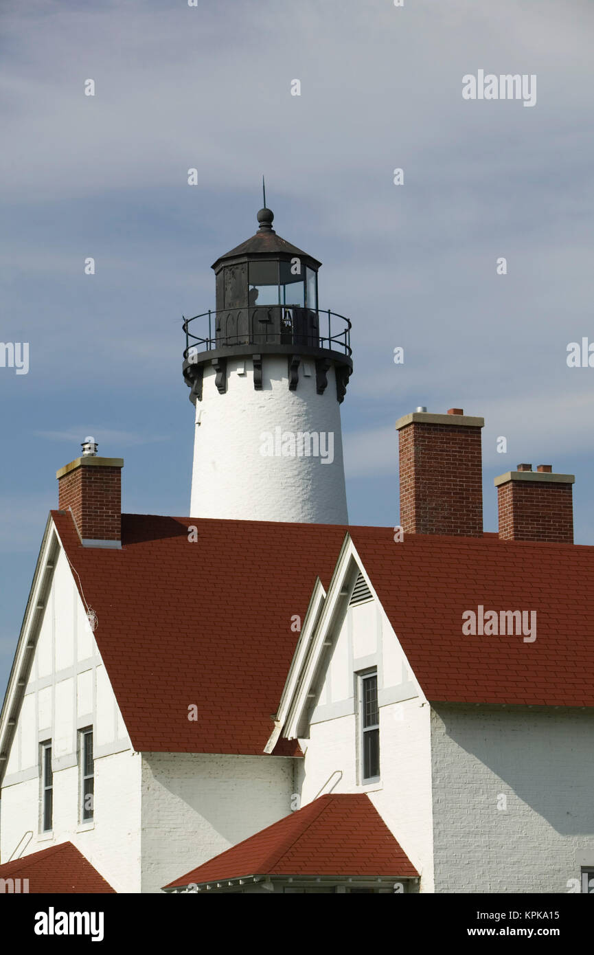USA, Michigan, obere Halbinsel, Sault St. Marie: Punkt Irokesen Leuchtturm/Whitefish Bay Stockfoto