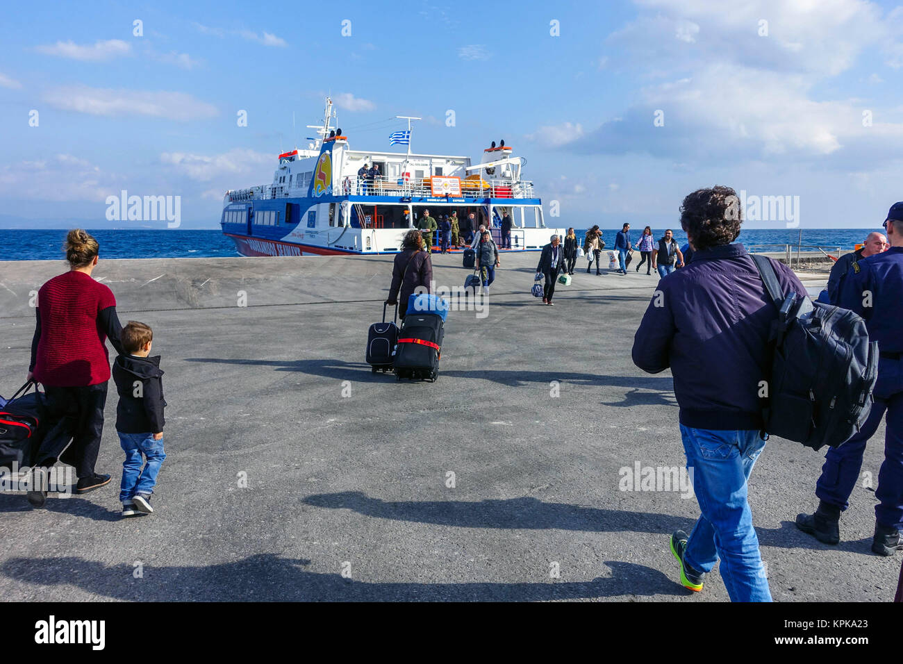 Dodekanes Express Fähre in den Hafen von Kos Stockfoto