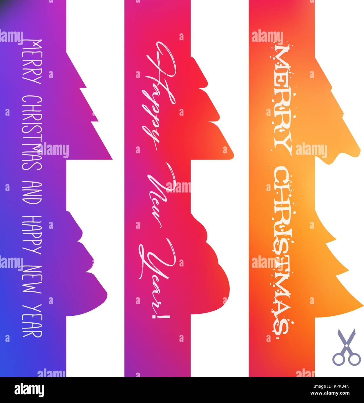 Der Vektor Weihnachten Appleque Ausschneiden Grenze. Hellen Gradient und Gruß Inschriften. Symbol Schere. Designelemente für Papier Collage Stock Vektor