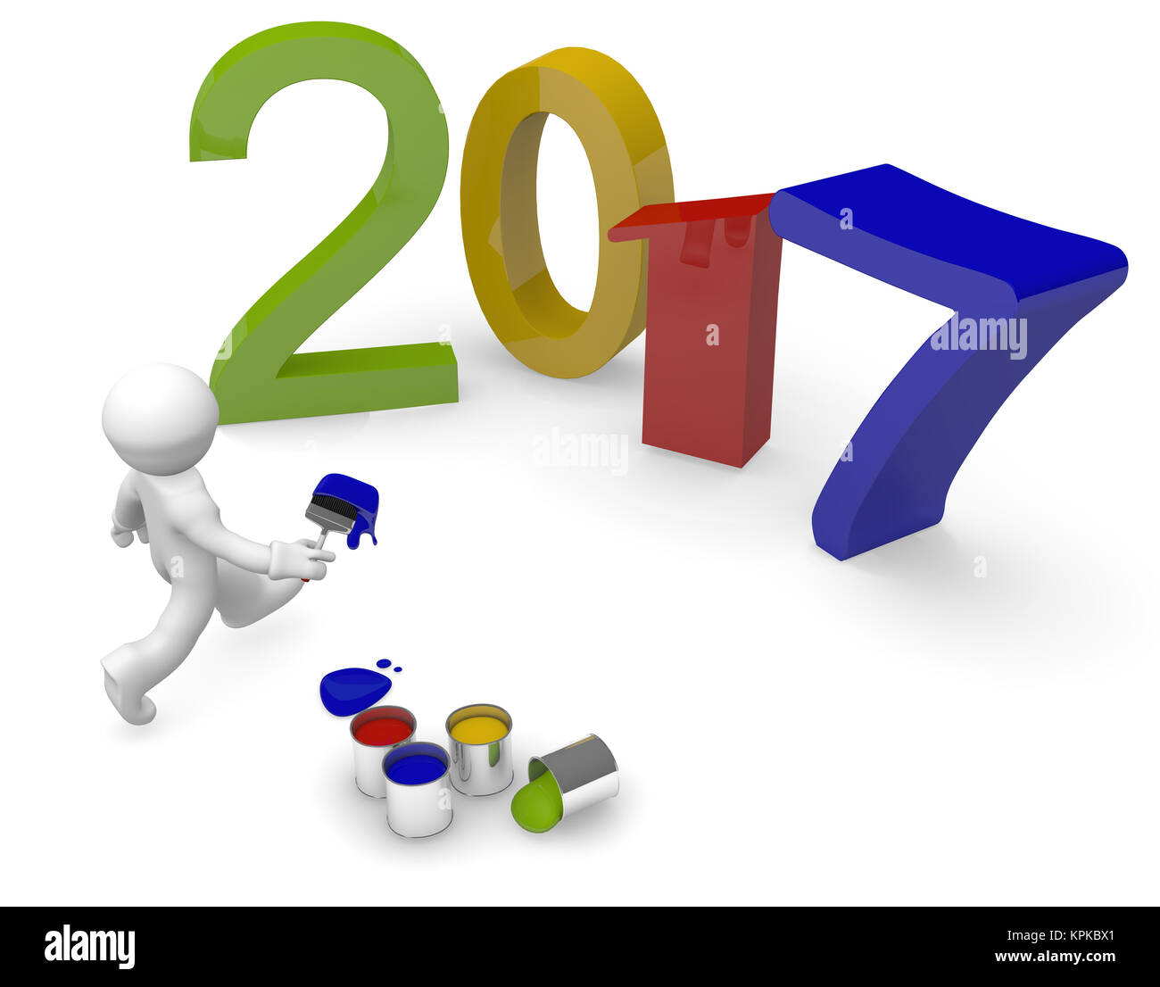 3D Mann mit einem Pinsel malen 2017 Stockfoto