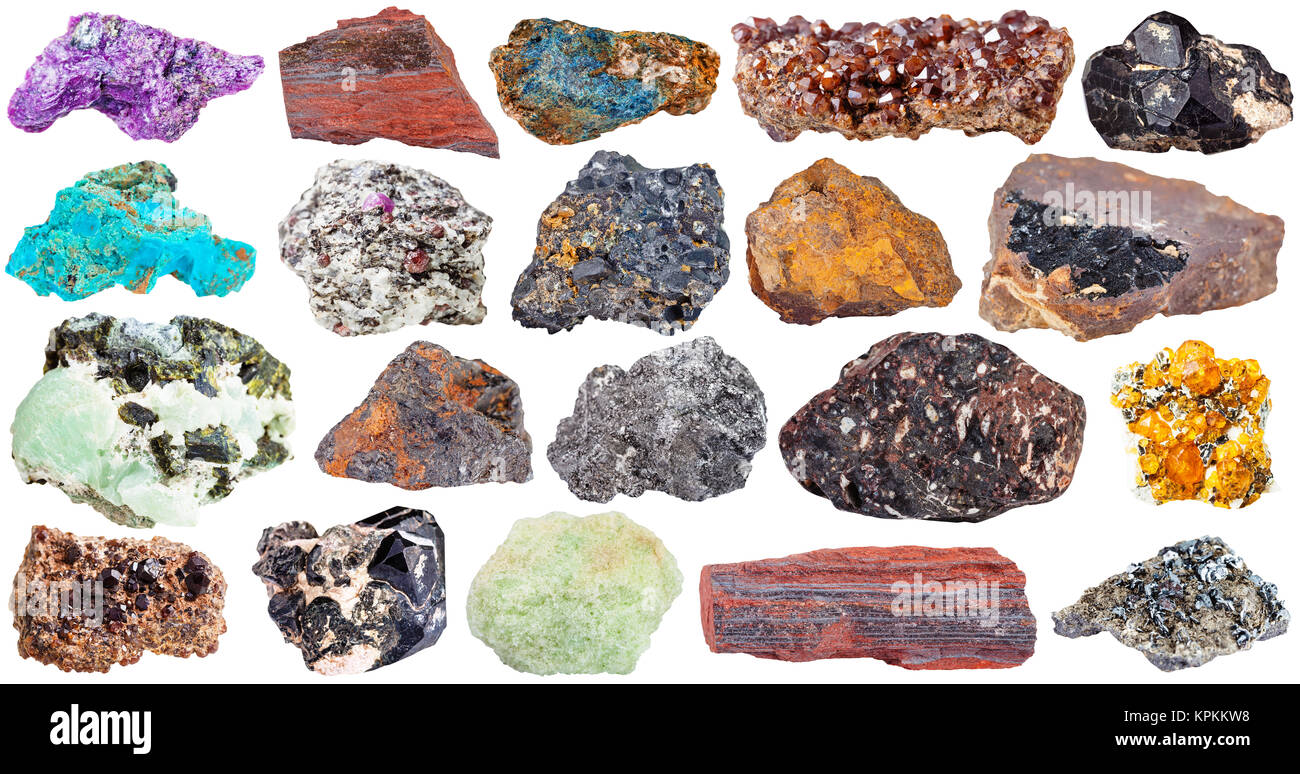 Eingestellt von Steinen, Spinell, lazulite, Magnetit, etc. Stockfoto