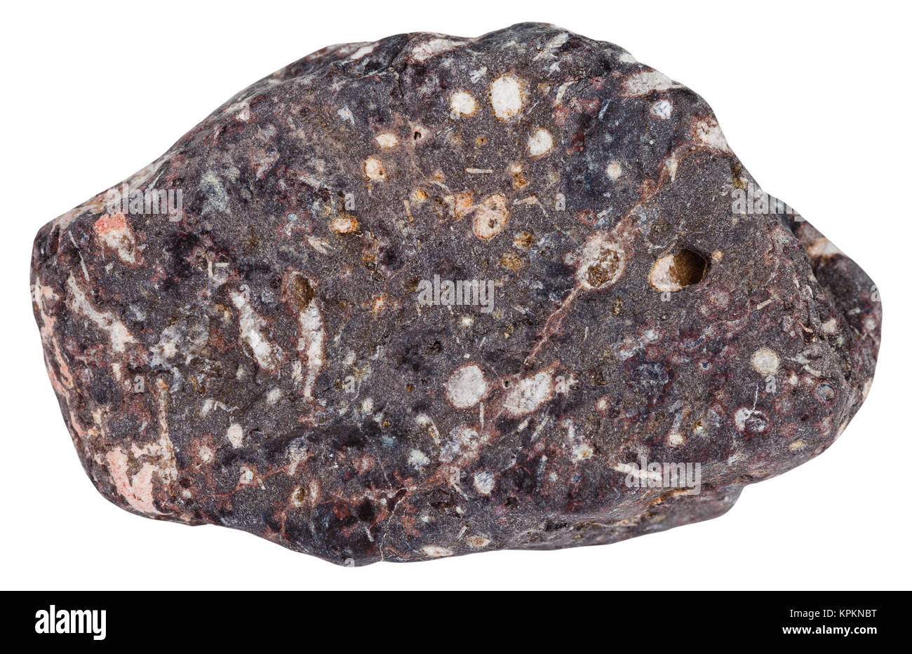 Kiesel von porösen Basalt Mineral Stein isoliert Stockfoto
