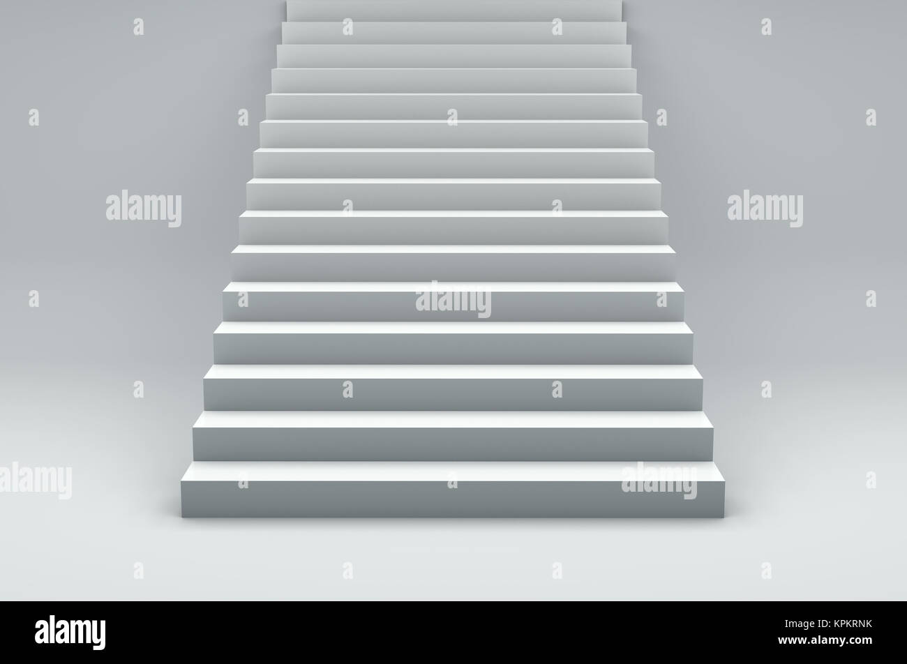 Vorderansicht des weißen Treppe, mit rechteckigen Schritte Stockfoto