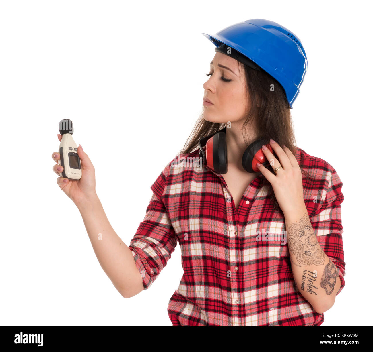 Heimwerker Maßnahmen der Geräuschpegel Stockfoto