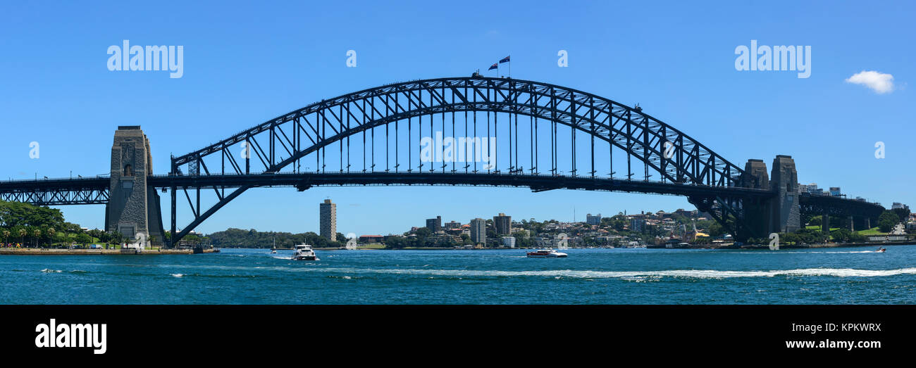Panoramablick auf Sydney Harbour Bridge, Sydney, Sydney, New South Wales, Australien Stockfoto