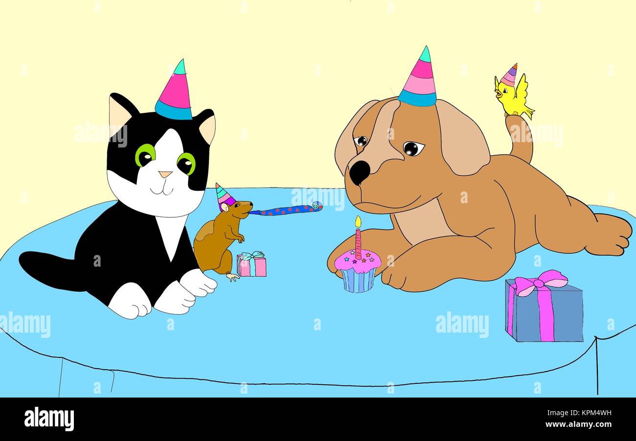 Geburtstag von Tierkindern Stockfoto
