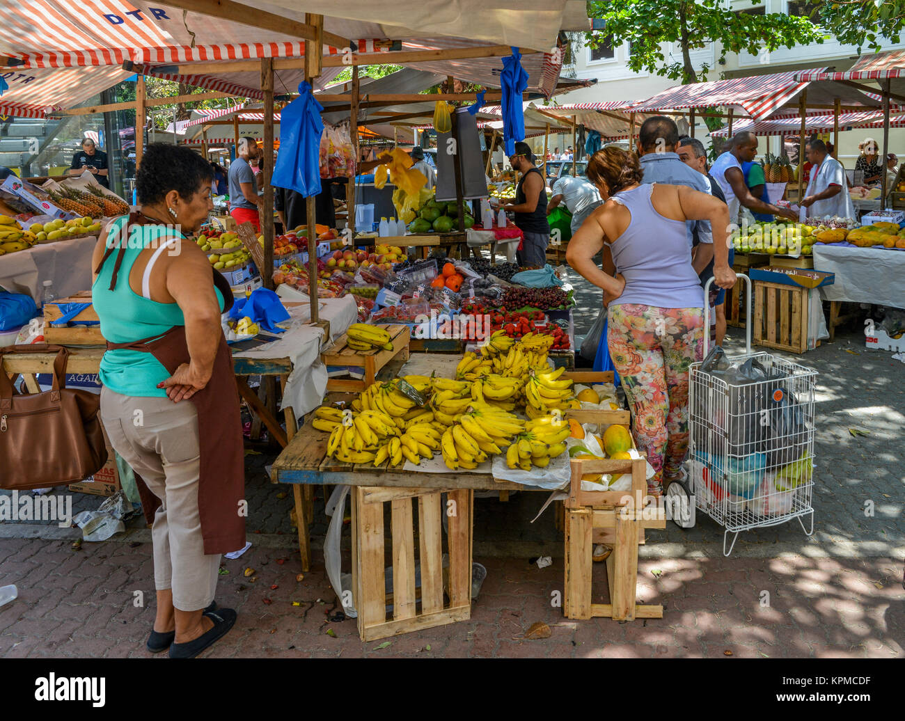 Tropische Früchte für den Verkauf an einen Obst- und Gemüsemarkt in Ipanema, Rio de Janeiro, Brasilien Stockfoto
