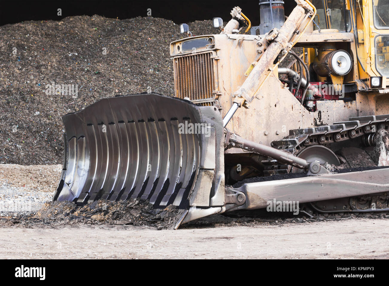 Planierraupe in Baustelle Stockfoto