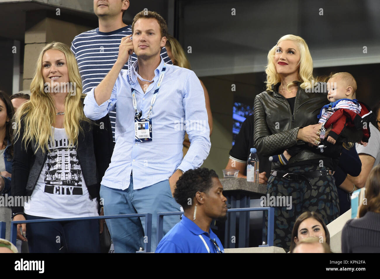 FLUSHING NY-SEPTEMBER 04: Gwen Stefani, Apollo Rossdale, Tag elf der 2014 US Open am USTA Billie Jean King National Tennis Center am 4. September 2014 in der Nähe der Queens Borough von New York City. Personen: Gwen Stefani, Apollo Rossdale Stockfoto