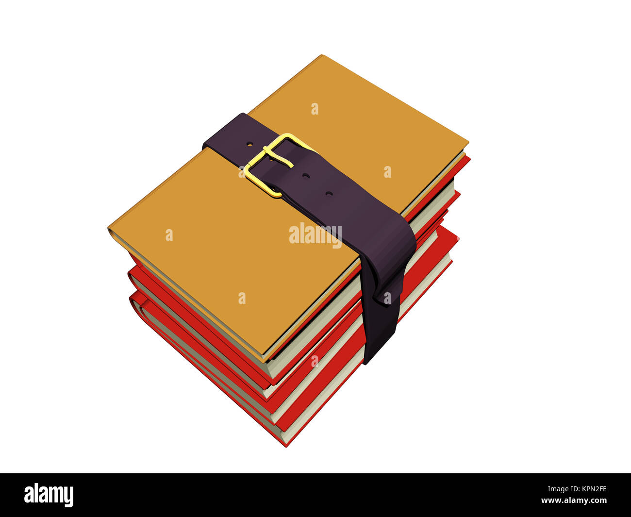 Ausgenommen bÃ¼cherstapel mit Gurten gesichert Stockfoto