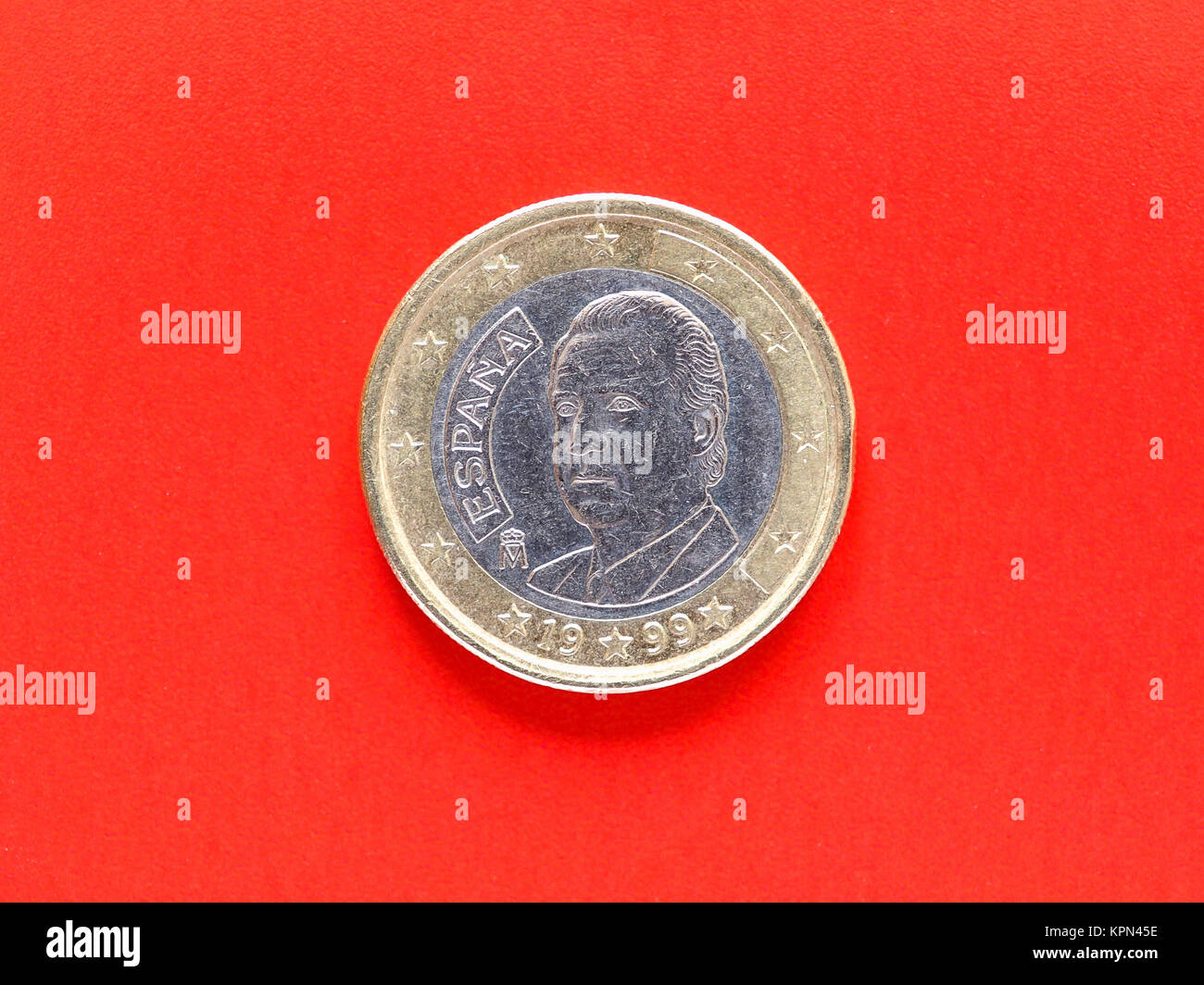 1 Euro Münzen Stockfoto