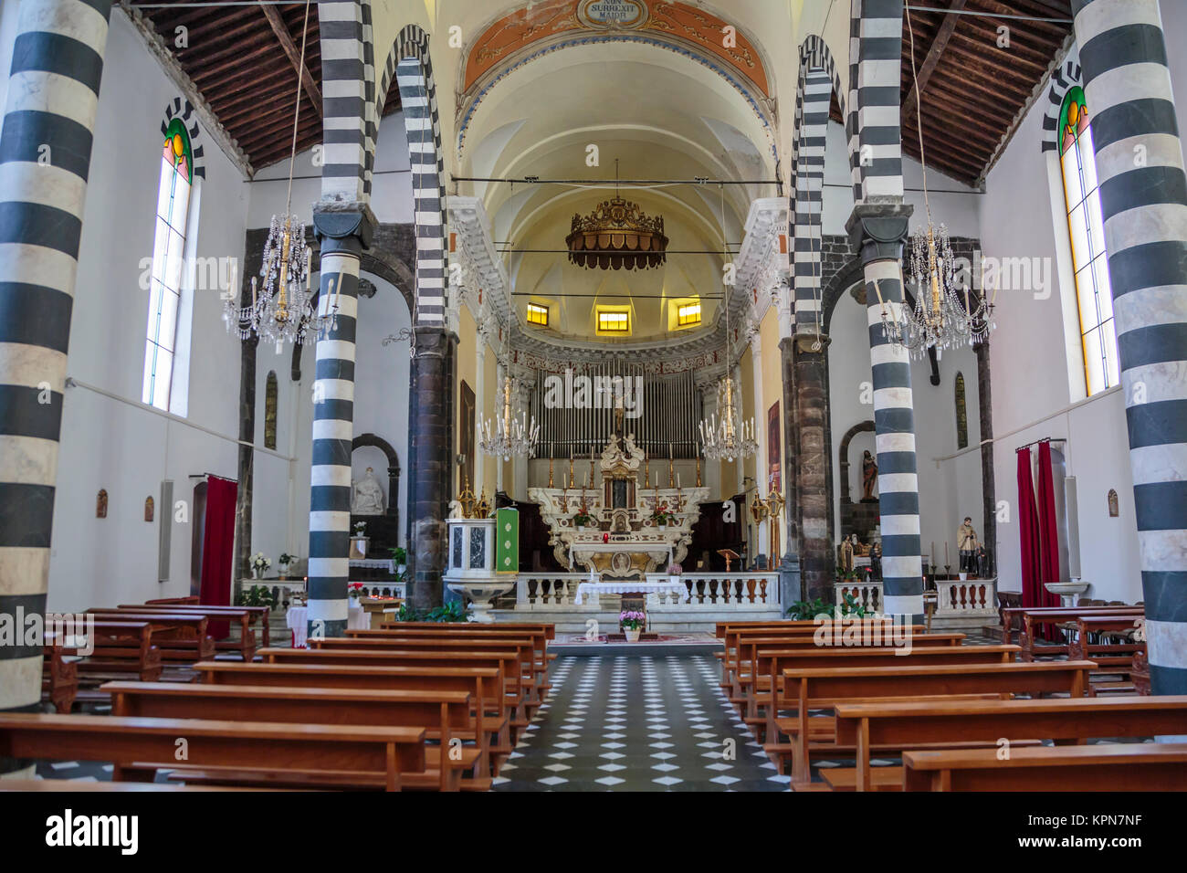 Die St. Johannes der Täufer Kirche in Monterosso al Mare, Ligurien, Italien, Europa. Stockfoto