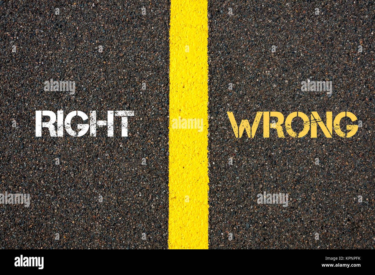 Antonym Begriff des Rechts gegenüber FALSCH Stockfoto