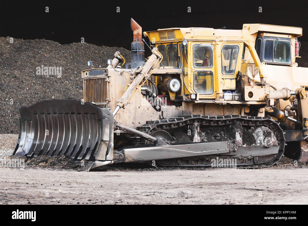 Planierraupe in Baustelle Stockfoto