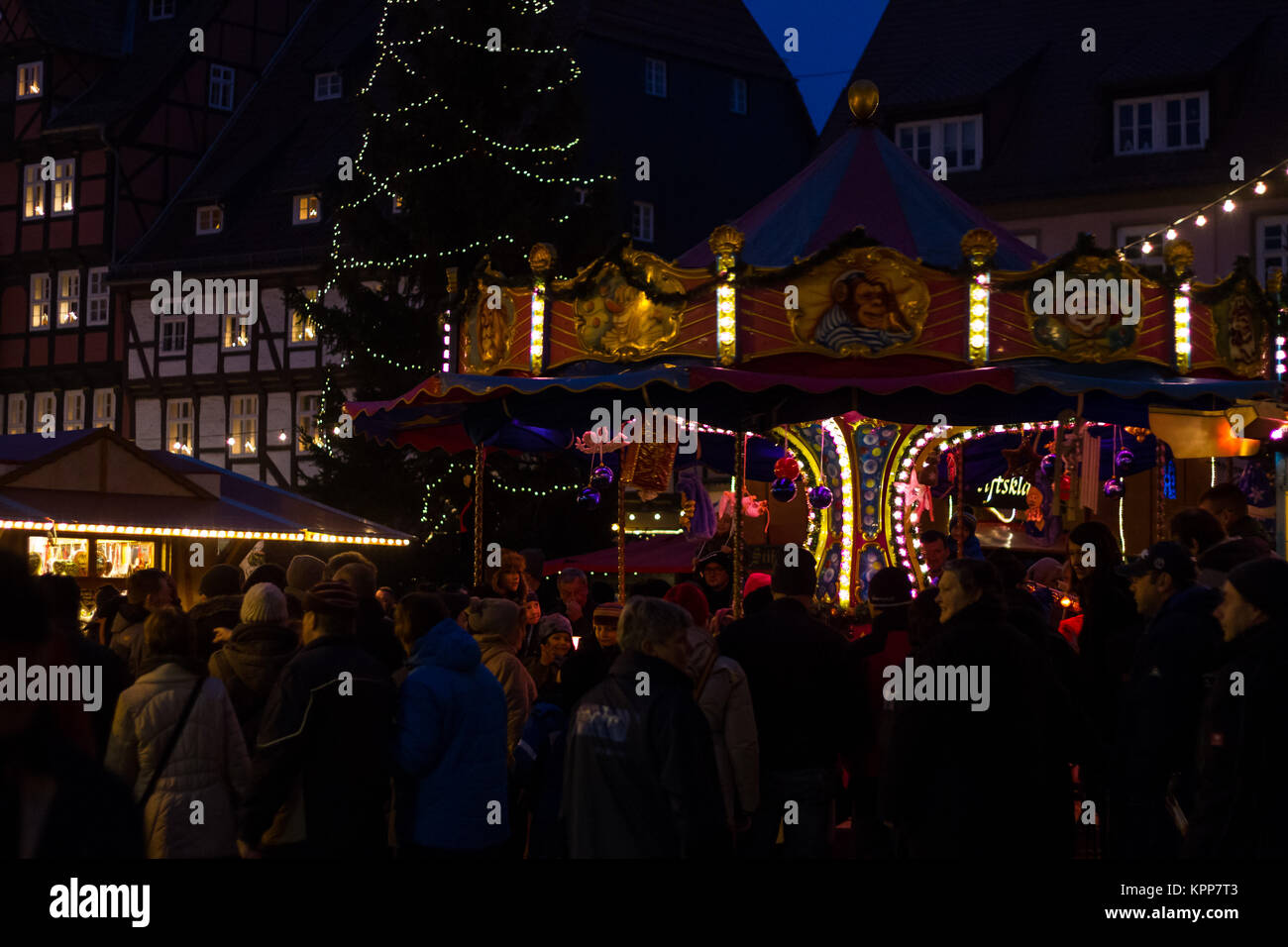 Welterbestadt Quedlinburg Adventsstadt Weihnachtsmarkt Stockfoto
