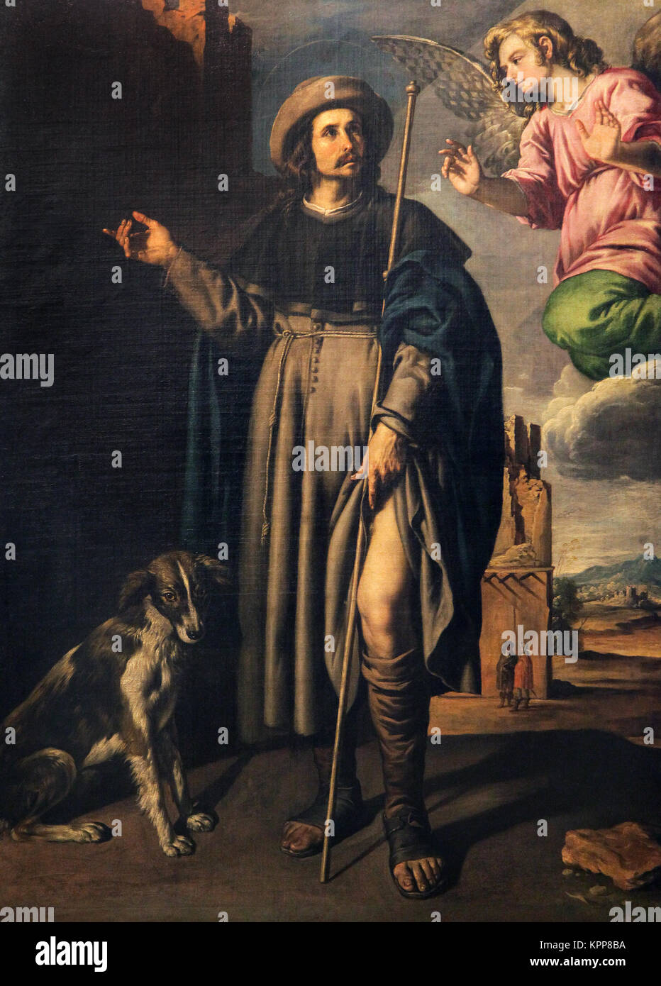 St. Roch. San Roque von Urbano Fos (1615-1658), spanischer Maler pintor Español. Stockfoto