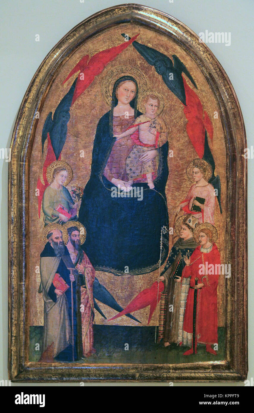 Die Jungfrau mit Kind und Heiligen von Cenni di Francesco di ser Cenni 1350-1414. Virgen con el nino Jesus y Santos. italienischen Gotik Maler in Florenz Stockfoto