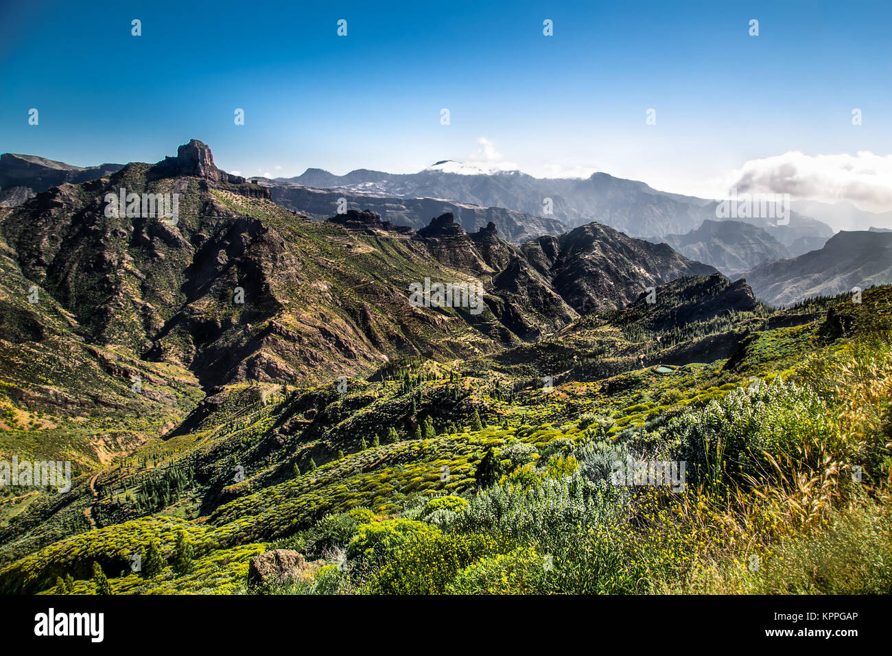 Panoramablick vom Pico de las Nieves auf Gran Canaria, Spanien. Stockfoto