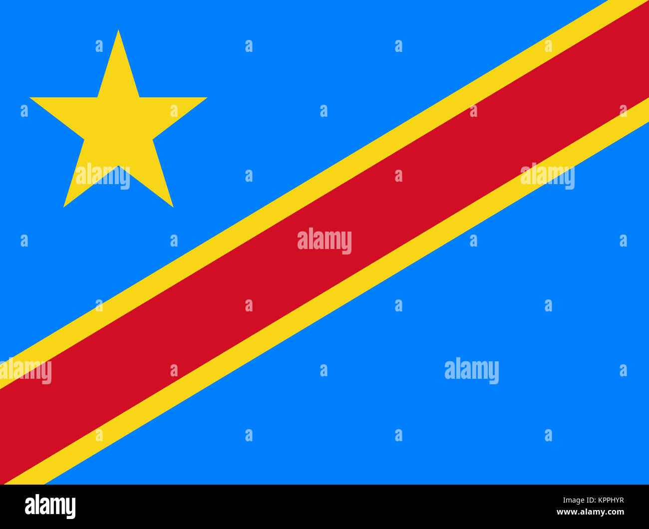 Die Flagge der Demokratischen Republik Kongo Stockfoto