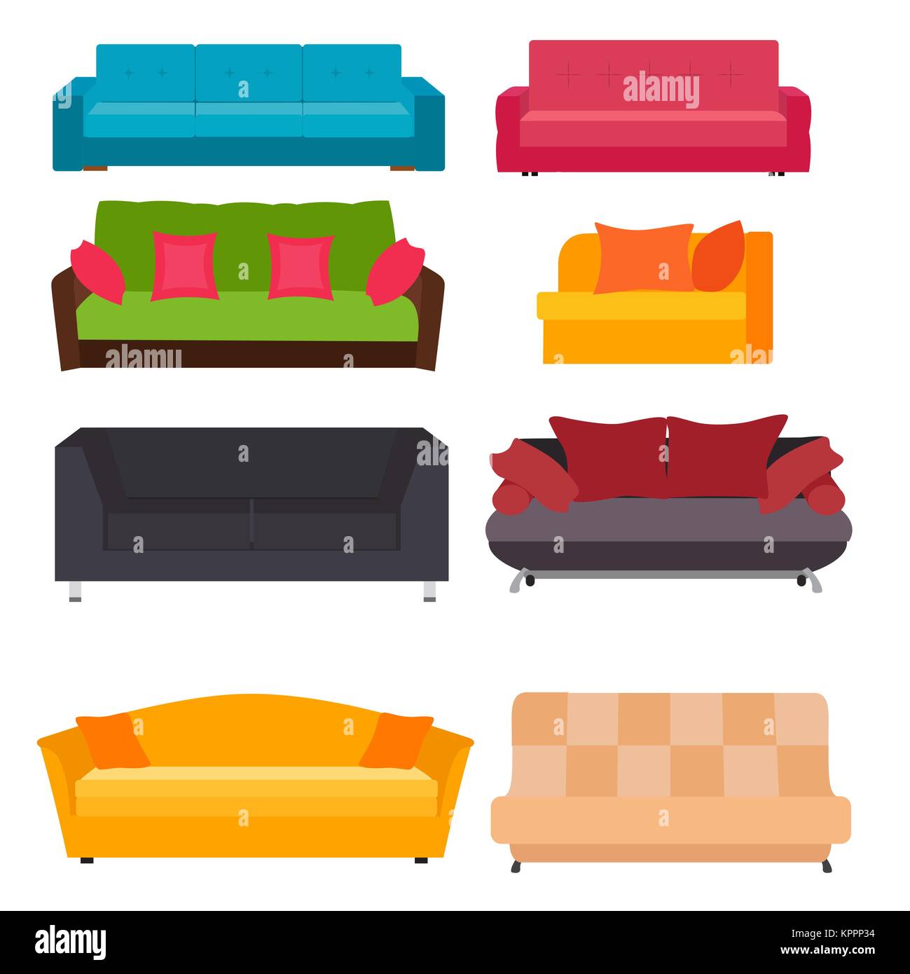 Sofa-Icon-Set Vektor-Illustration Stock Vektor