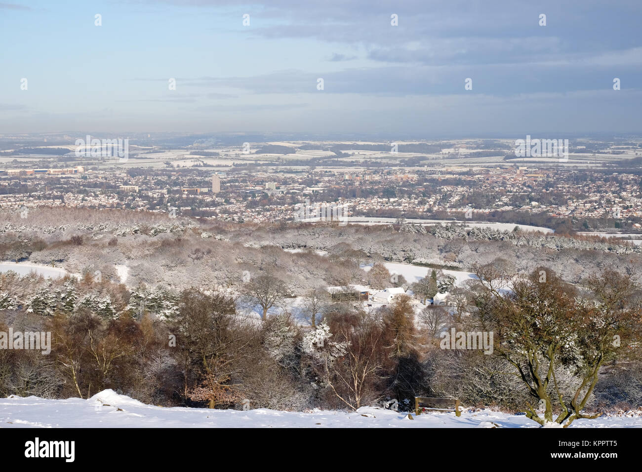 Blick in Richtung Loughborough von Beacon Hill Leicestershire Stockfoto