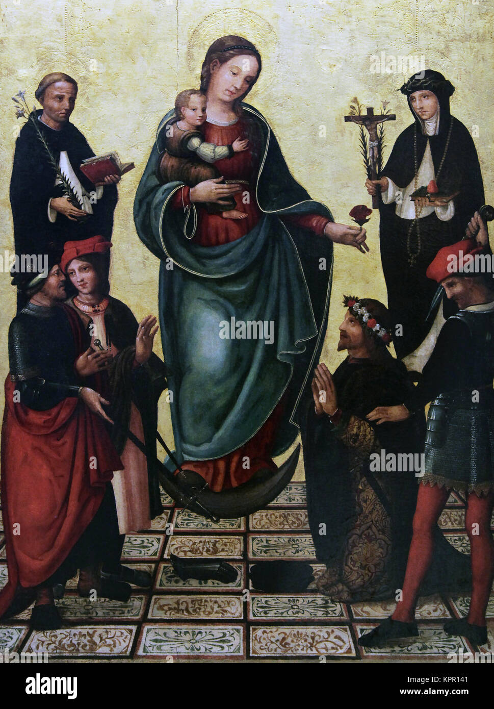 Wunder von Köln Ritter/Milagro del Caballero de Colonia von Miguel Esteve 1507-1528 ein spanischer Maler. un Pintor renacentista Español Stockfoto