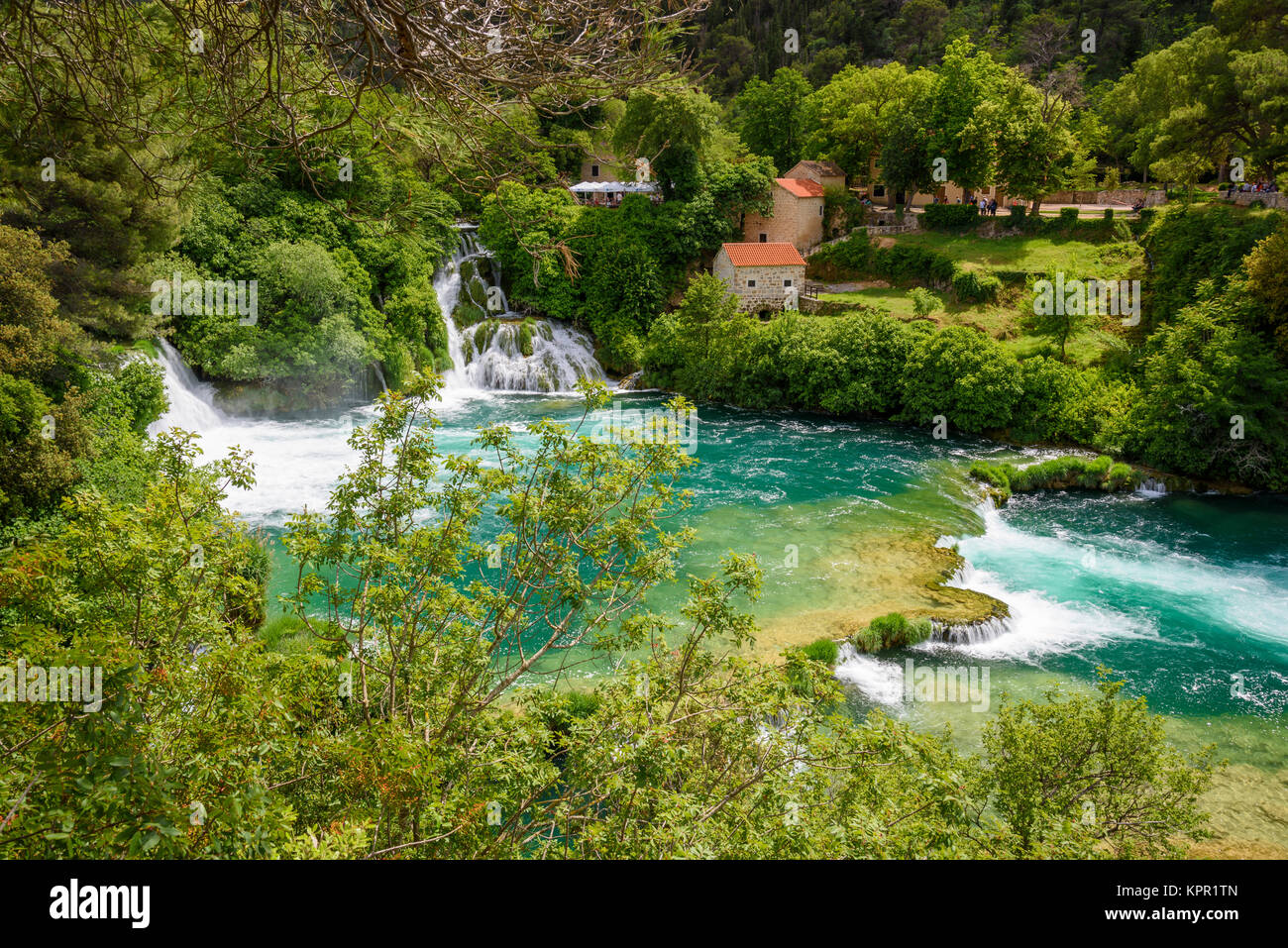 Skradinski Buk Wasserfälle, Nationalpark Krka, Kroatien Stockfoto