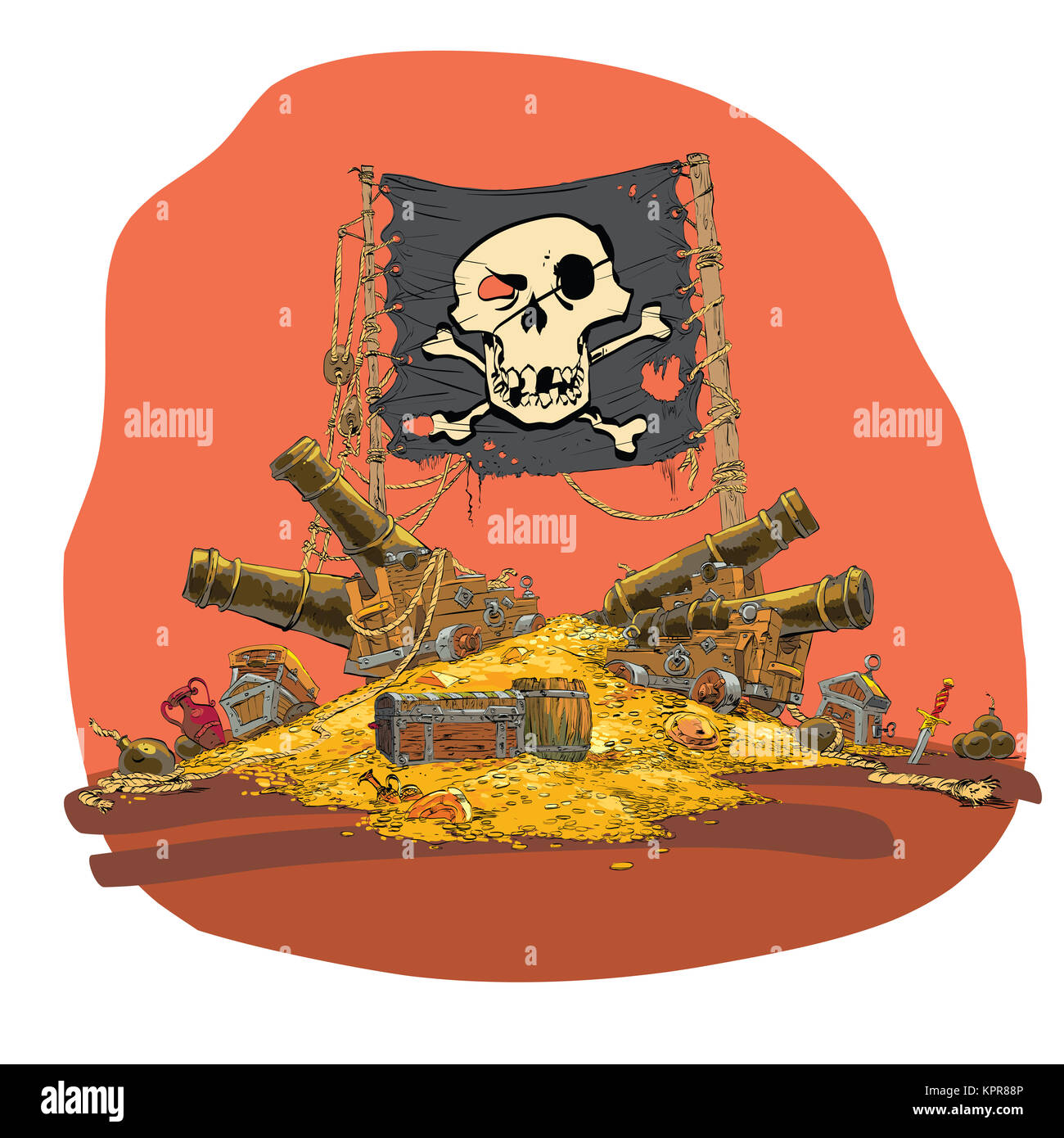 Piraten-Schatz-Vektor-illustration Stockfoto