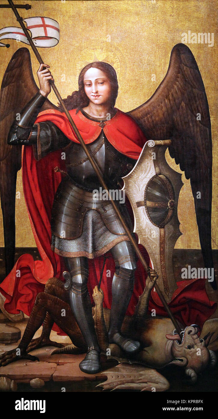 Den Erzengel Michael. San Miguel Arcángel. Von Miguel Esteve (1507-1528) Pintor renacentista Español activo en Valencia Stockfoto