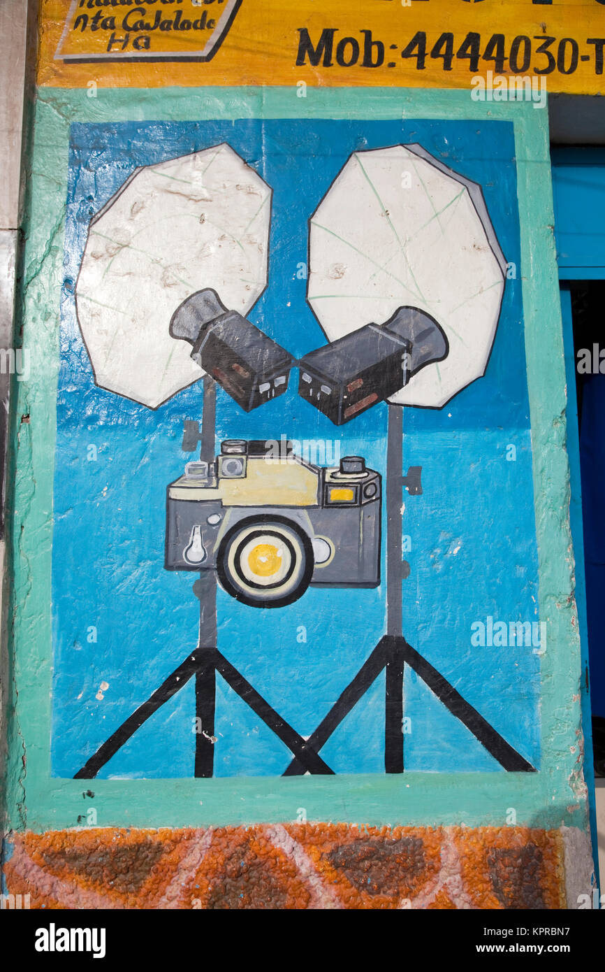 Wandmalerei Werbung für Studio des Fotografen Stockfoto