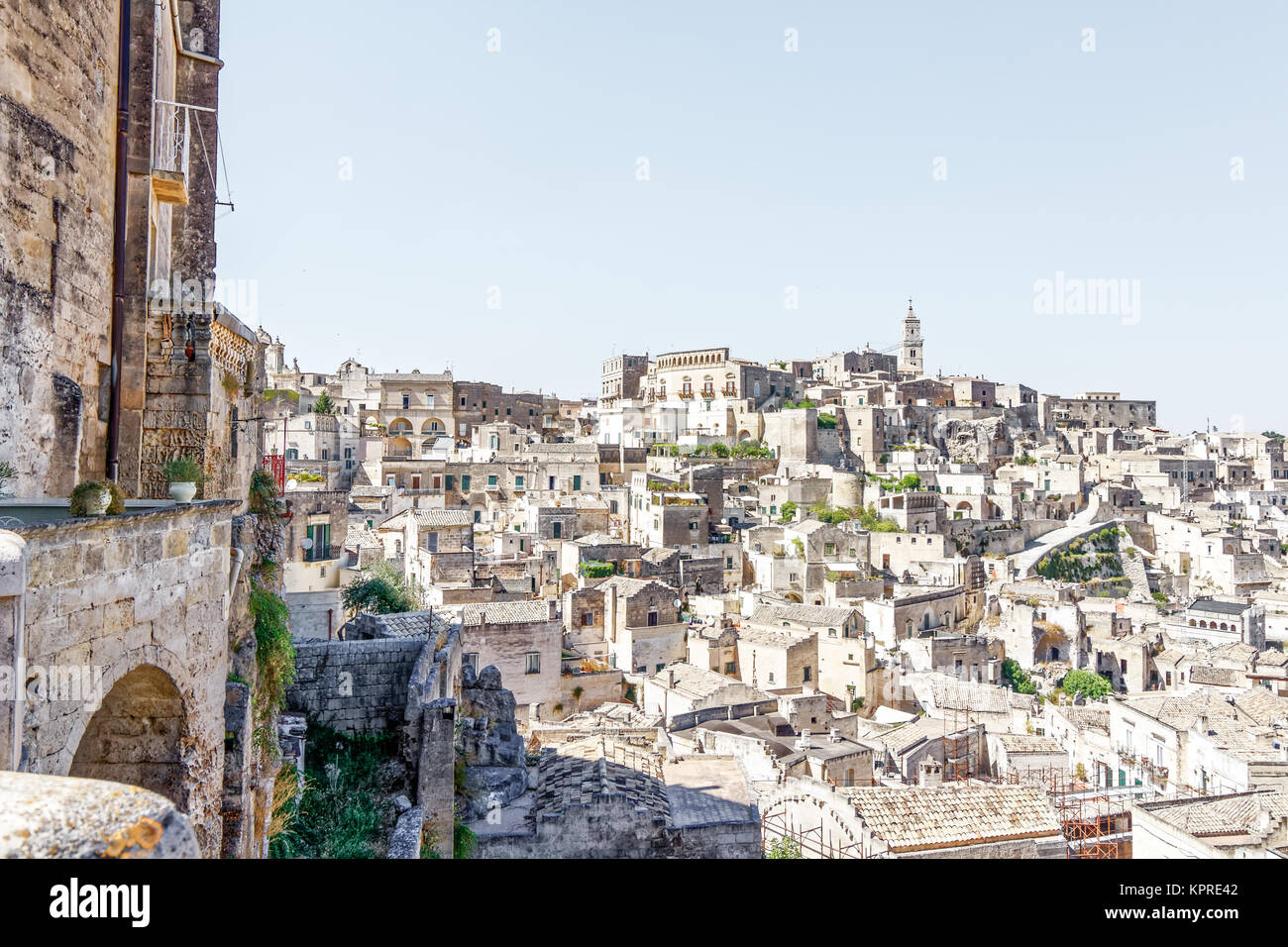 Blick über die UNESCO Altstadt von Matera, Basilikata, Italien Stockfoto