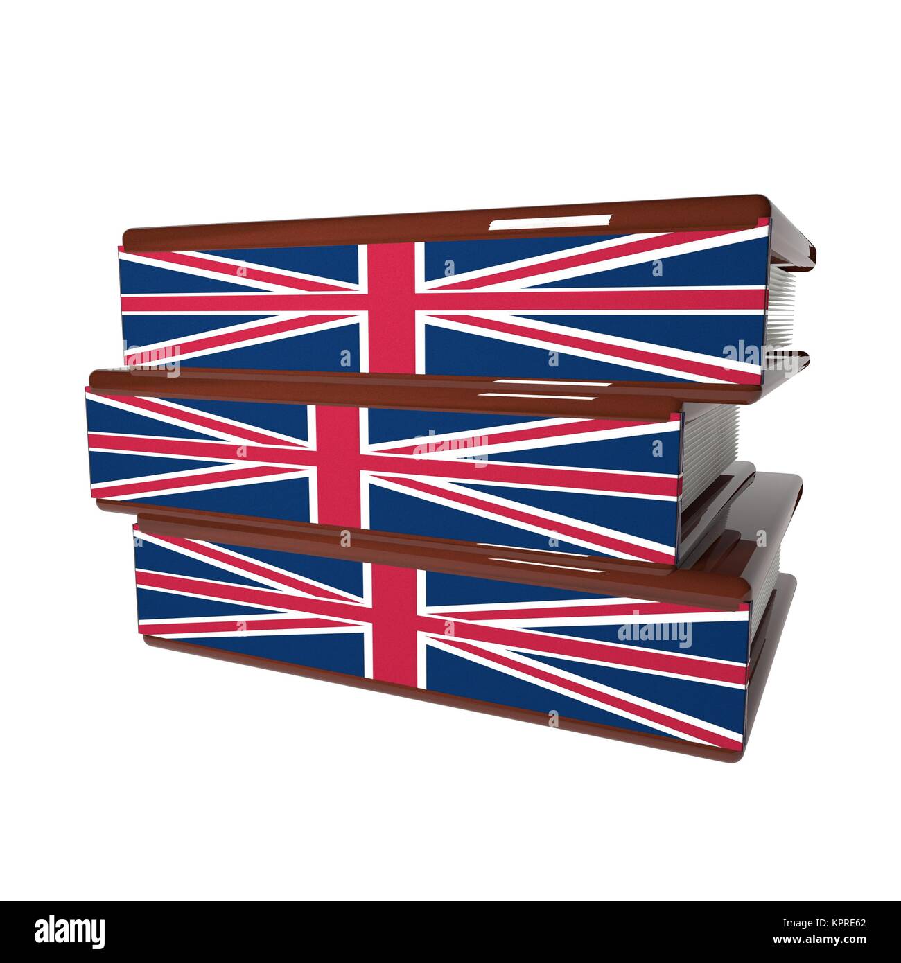 Englische Bücher über Weiß isoliert Stockfoto