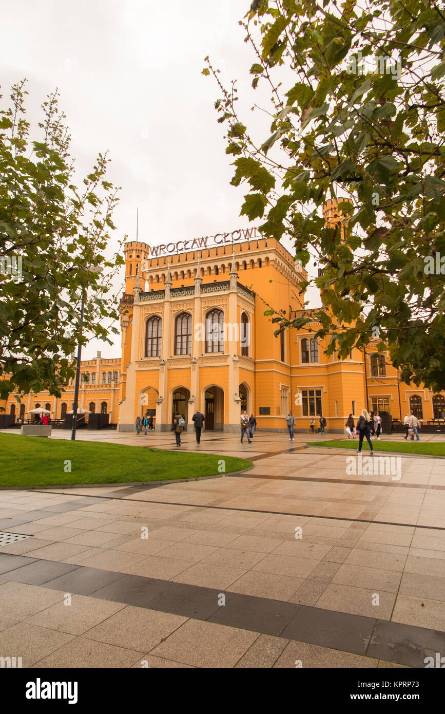 Wroclaw glowny das kürzlich renovierte Hauptbahnhof der polnischen Stadt Wroclaw Polen Stockfoto