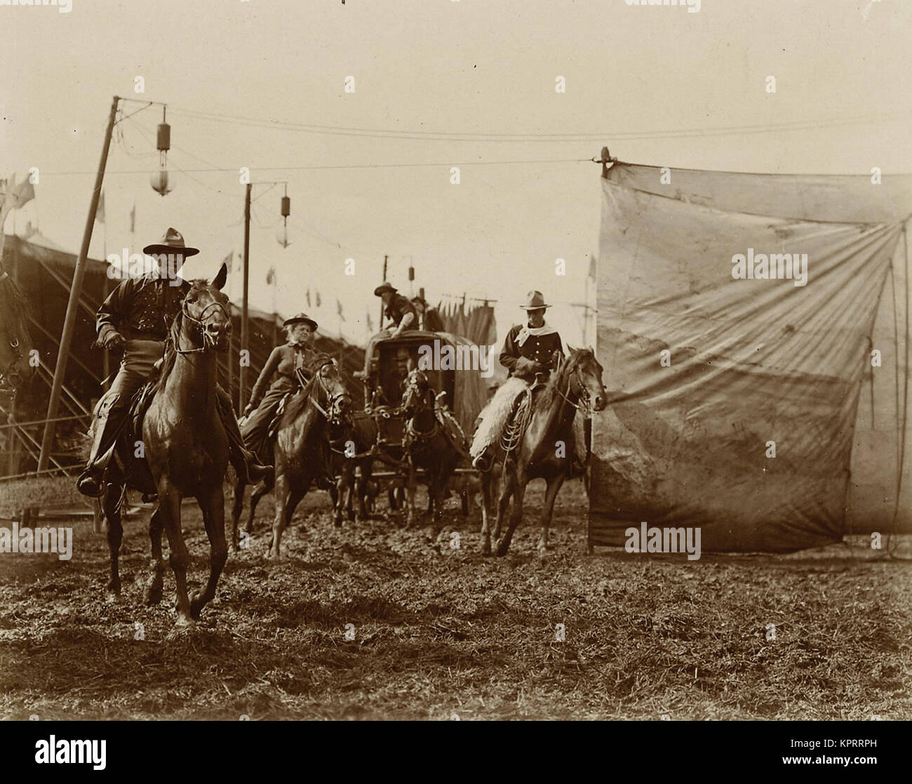 Wild West Show Stagecoach Szene Stockfoto